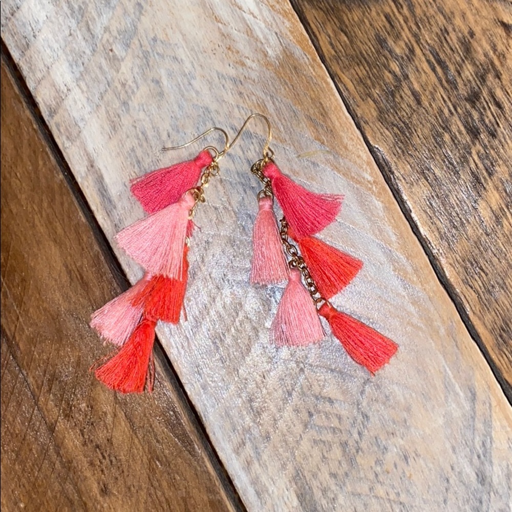 Pink tassel earrings